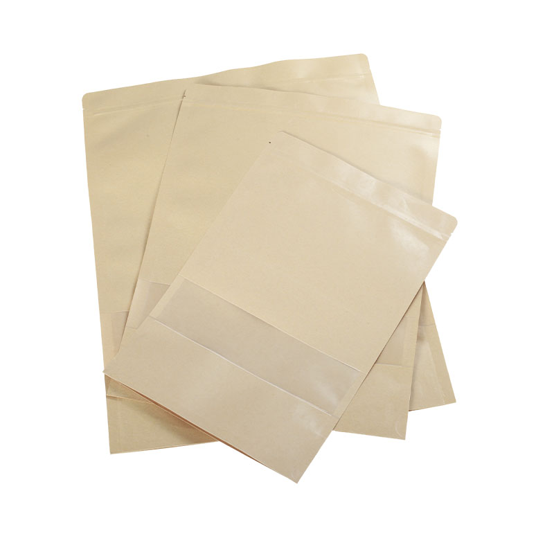 How should the position and size of the window in a kraft paper window bag be designed to facilitate easy viewing and retrieval of products?